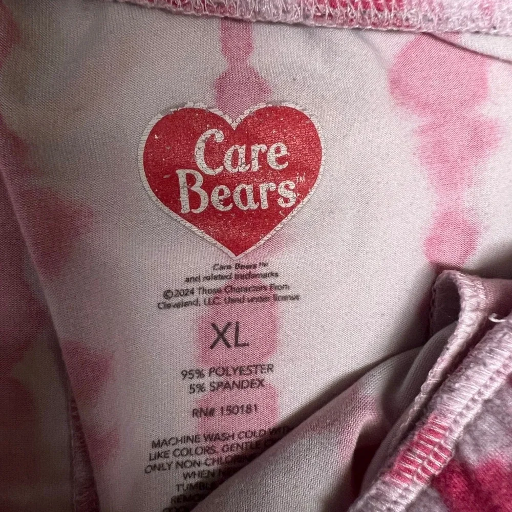 Care Bears Pink Tie Dye Pajama Pants Womens XL Lounge Sleepwear‎ Pockets Stretch